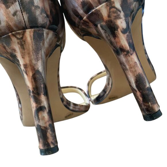 VINCE CAMUTO Ankle Strap Patent Leather Heels Leopard Print Size 7.5 Open Toe - Picture 12 of 13